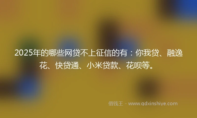 2025年的哪些网贷不上征信的有：你我贷、融逸花、快贷通、小米贷款、花呗等。