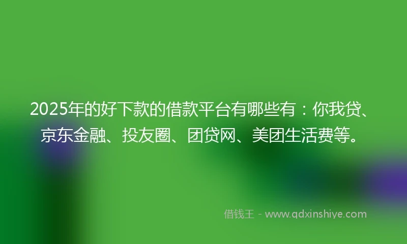2025年的好下款的借款平台有哪些有：你我贷、京东金融、投友圈、团贷网、美团生活费等。