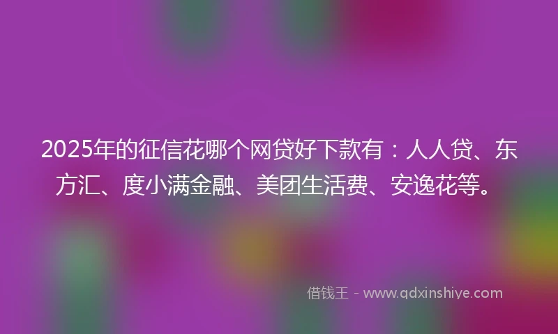 2025年的征信花哪个网贷好下款有：人人贷、东方汇、度小满金融、美团生活费、安逸花等。