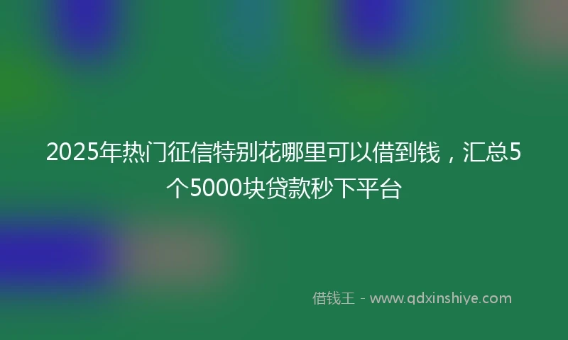 2025年热门征信特别花哪里可以借到钱，汇总5个5000块贷款秒下平台