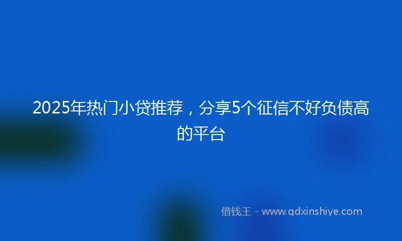 2025年热门小贷推荐，分享5个征信不好负债高的平台