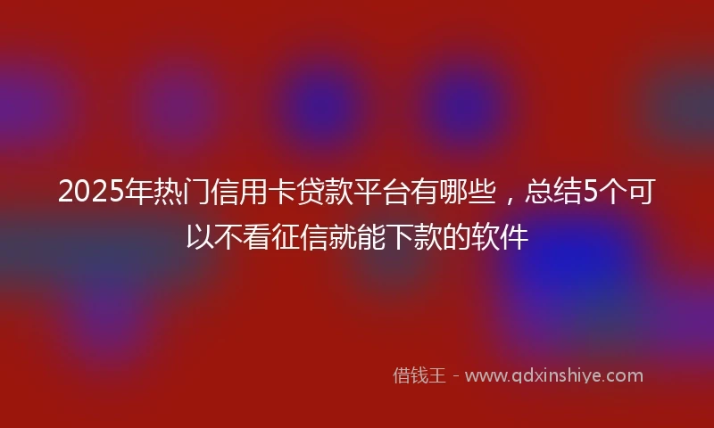 2025年热门信用卡贷款平台有哪些，总结5个可以不看征信就能下款的软件