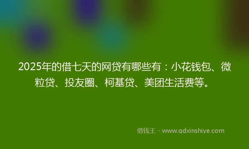 2025年的借七天的网贷有哪些有：小花钱包、微粒贷、投友圈、柯基贷、美团生活费等。