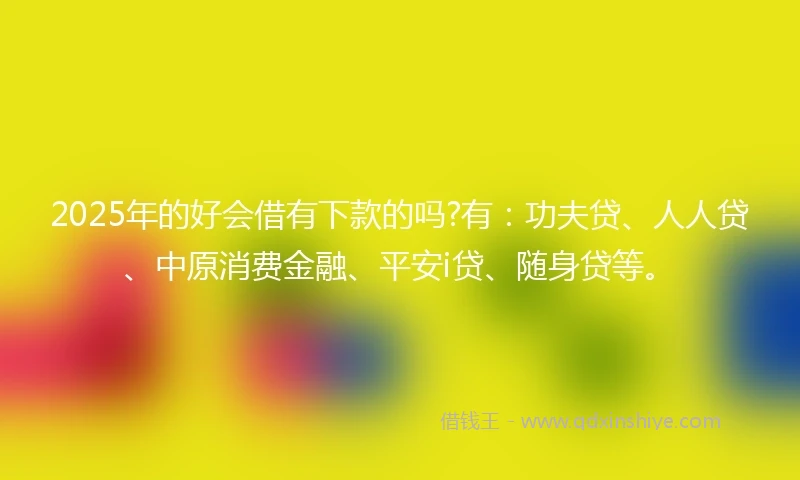 2025年的好会借有下款的吗?有：功夫贷、人人贷、中原消费金融、平安i贷、随身贷等。
