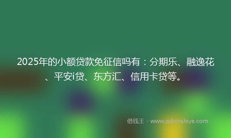 2025年的小额贷款免征信吗有：分期乐、融逸花、平安i贷、东方汇、信用卡贷等。