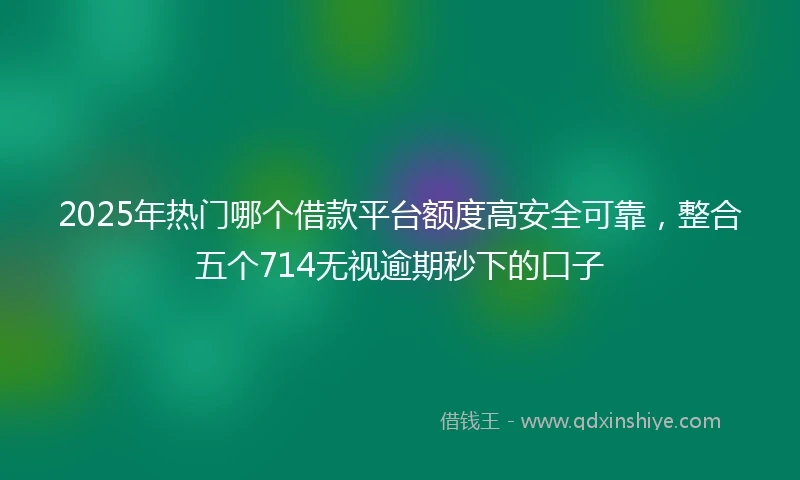 2025年热门哪个借款平台额度高安全可靠，整合五个714无视逾期秒下的口子