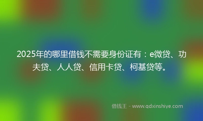 2025年的哪里借钱不需要身份证有：e微贷、功夫贷、人人贷、信用卡贷、柯基贷等。