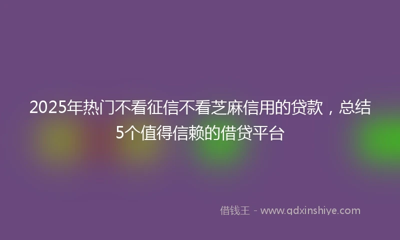 2025年热门不看征信不看芝麻信用的贷款，总结5个值得信赖的借贷平台