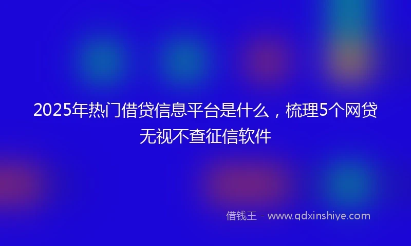 2025年热门借贷信息平台是什么，梳理5个网贷无视不查征信软件