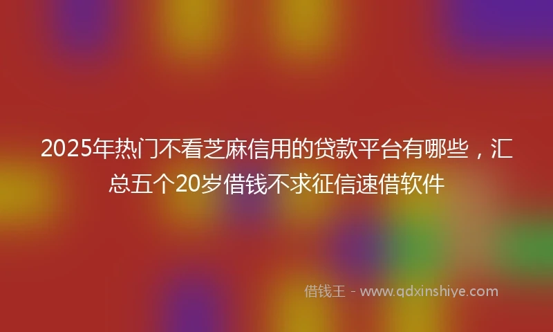 2025年热门不看芝麻信用的贷款平台有哪些，汇总五个20岁借钱不求征信速借软件