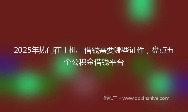 2025年热门在手机上借钱需要哪些证件，盘点五个公积金借钱平台