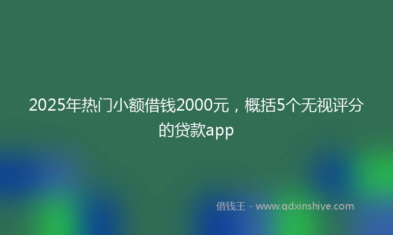 2025年热门小额借钱2000元，概括5个无视评分的贷款app