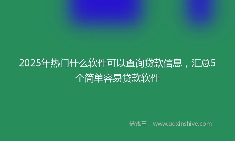 2025年热门什么软件可以查询贷款信息，汇总5个简单容易贷款软件