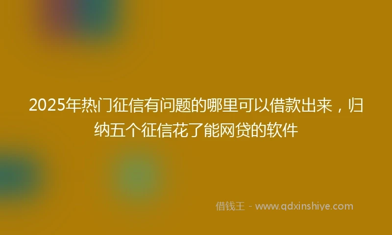 2025年热门征信有问题的哪里可以借款出来，归纳五个征信花了能网贷的软件