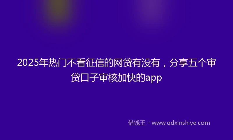 2025年热门不看征信的网贷有没有，分享五个审贷口子审核加快的app
