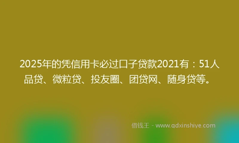 2025年的凭信用卡必过口子贷款2021有：51人品贷、微粒贷、投友圈、团贷网、随身贷等。