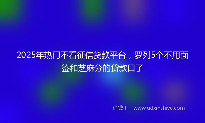 2025年热门不看征信货款平台，罗列5个不用面签和芝麻分的贷款口子