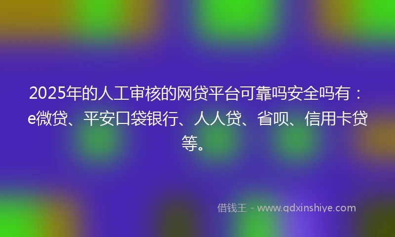 2025年的人工审核的网贷平台可靠吗安全吗有：e微贷、平安口袋银行、人人贷、省呗、信用卡贷等。