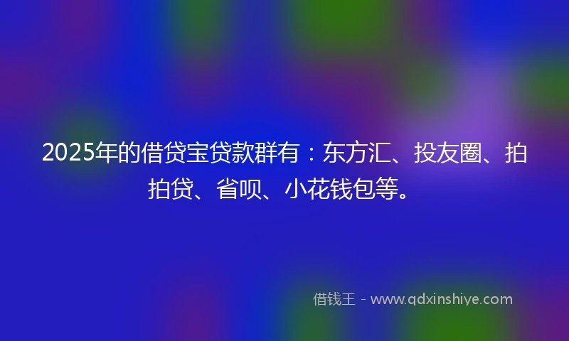 2025年的借贷宝贷款群有：东方汇、投友圈、拍拍贷、省呗、小花钱包等。
