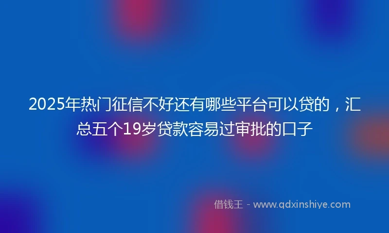 2025年热门征信不好还有哪些平台可以贷的，汇总五个19岁贷款容易过审批的口子