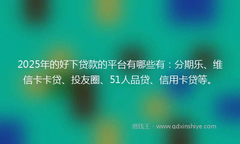 2025年的好下贷款的平台有哪些有：分期乐、维信卡卡贷、投友圈、51人品贷、信用卡贷等。