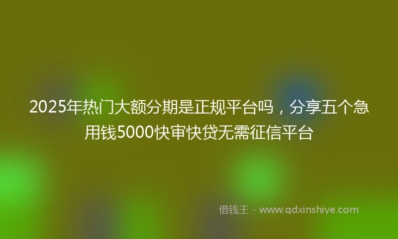 2025年热门大额分期是正规平台吗，分享五个急用钱5000快审快贷无需征信平台