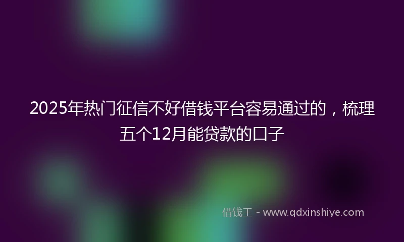 2025年热门征信不好借钱平台容易通过的，梳理五个12月能贷款的口子