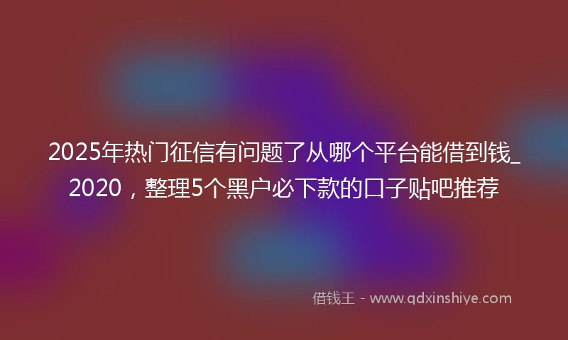 2025年热门征信有问题了从哪个平台能借到钱_2020，整理5个黑户必下款的口子贴吧推荐