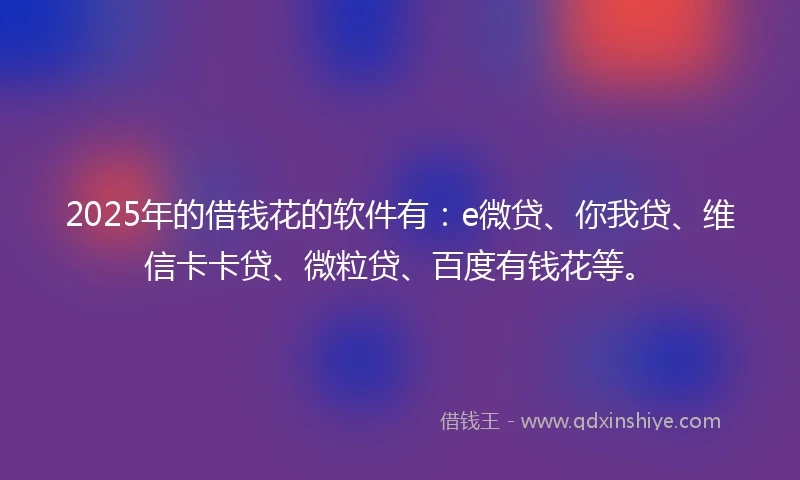 2025年的借钱花的软件有：e微贷、你我贷、维信卡卡贷、微粒贷、百度有钱花等。