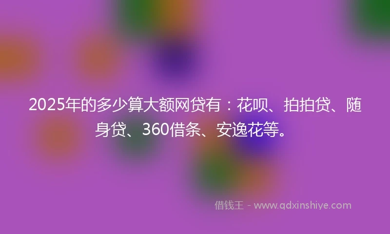2025年的多少算大额网贷有：花呗、拍拍贷、随身贷、360借条、安逸花等。