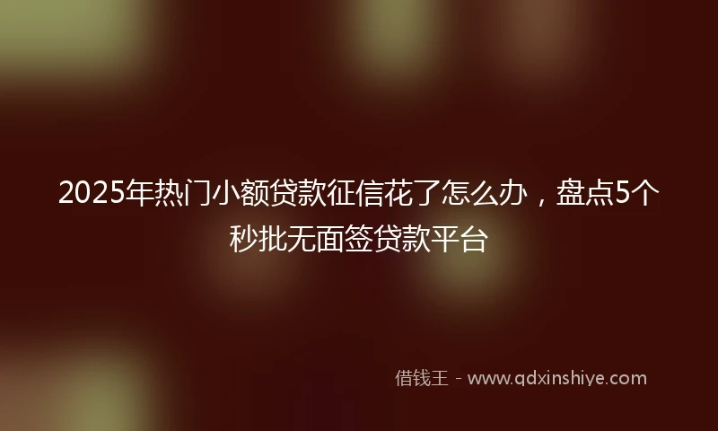 2025年热门小额贷款征信花了怎么办，盘点5个秒批无面签贷款平台