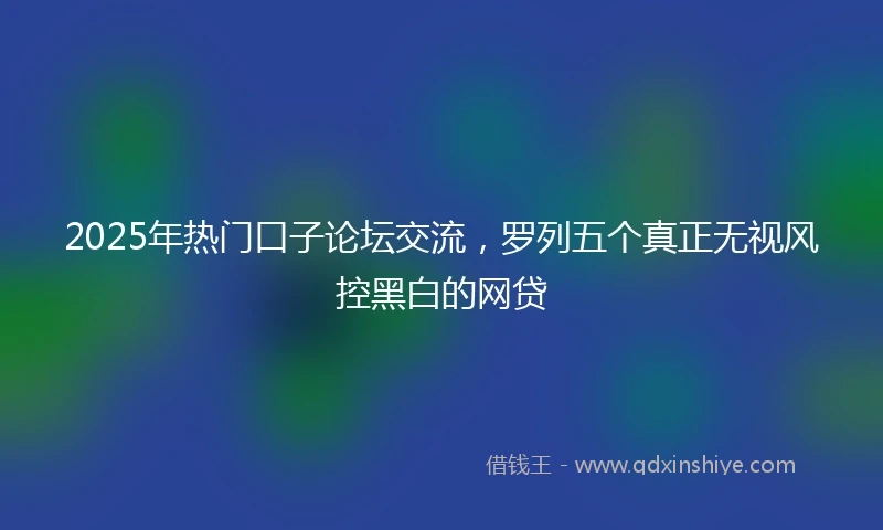 2025年热门口子论坛交流，罗列五个真正无视风控黑白的网贷