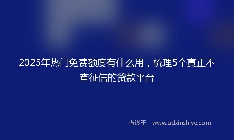 2025年热门免费额度有什么用，梳理5个真正不查征信的贷款平台