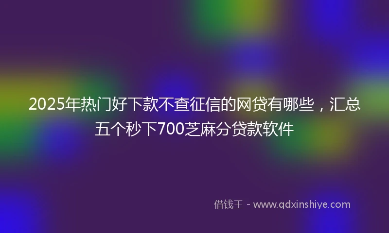 2025年热门好下款不查征信的网贷有哪些，汇总五个秒下700芝麻分贷款软件