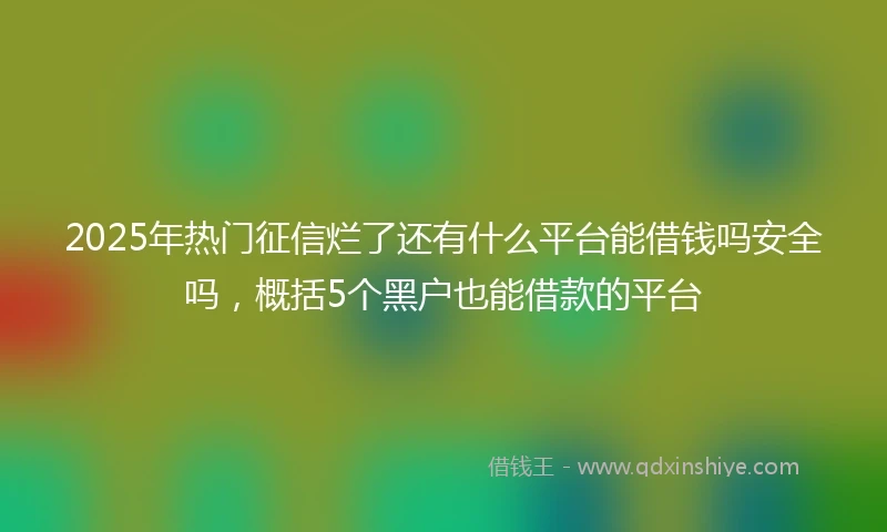 2025年热门征信烂了还有什么平台能借钱吗安全吗，概括5个黑户也能借款的平台