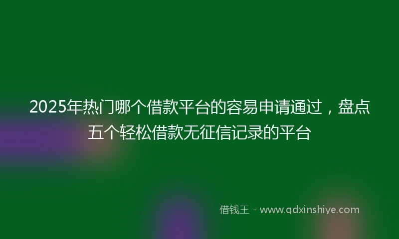2025年热门哪个借款平台的容易申请通过，盘点五个轻松借款无征信记录的平台