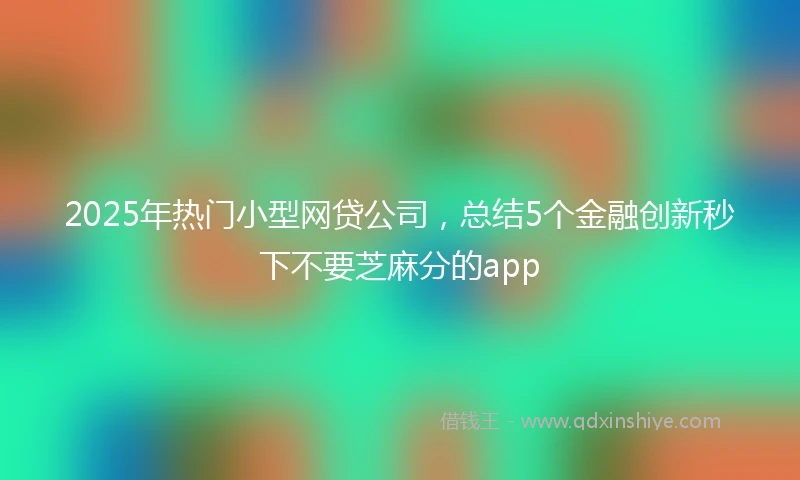 2025年热门小型网贷公司，总结5个金融创新秒下不要芝麻分的app