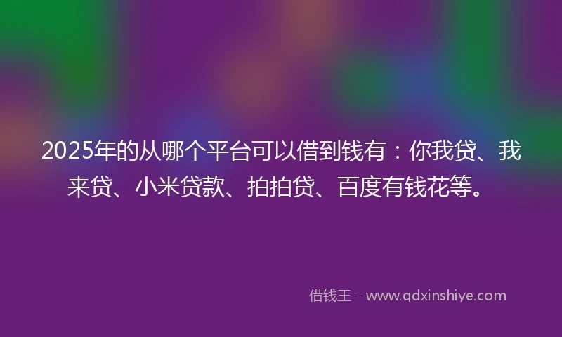 2025年的从哪个平台可以借到钱有：你我贷、我来贷、小米贷款、拍拍贷、百度有钱花等。