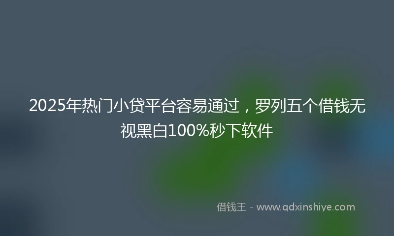 2025年热门小贷平台容易通过，罗列五个借钱无视黑白100%秒下软件
