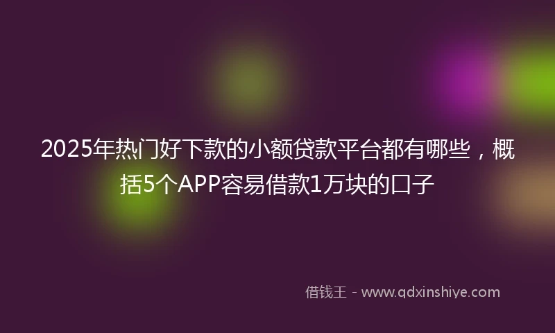 2025年热门好下款的小额贷款平台都有哪些，概括5个APP容易借款1万块的口子