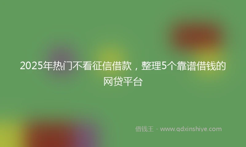 2025年热门不看征信借款，整理5个靠谱借钱的网贷平台