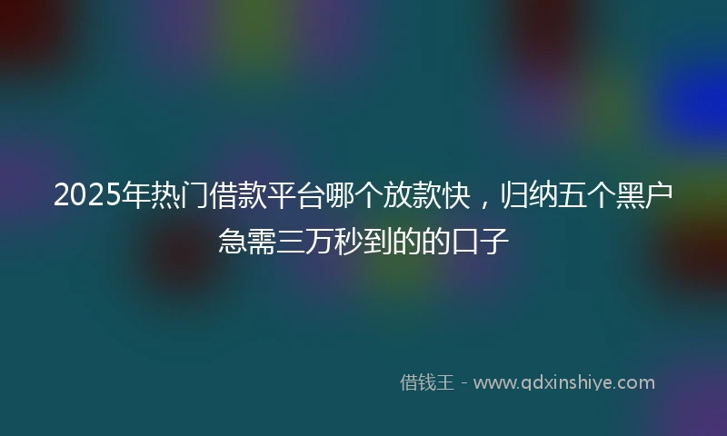 2025年热门借款平台哪个放款快，归纳五个黑户急需三万秒到的的口子