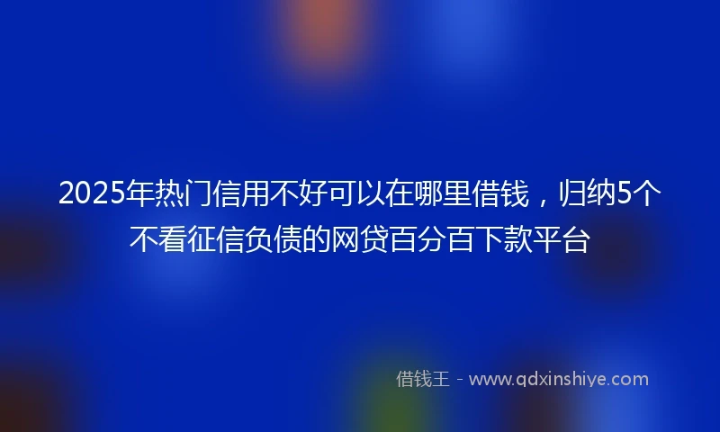 2025年热门信用不好可以在哪里借钱，归纳5个不看征信负债的网贷百分百下款平台