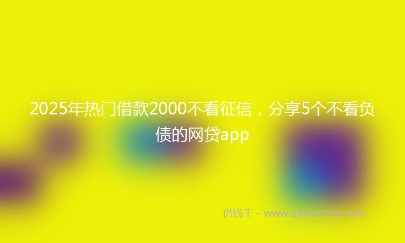 2025年热门借款2000不看征信，分享5个不看负债的网贷app