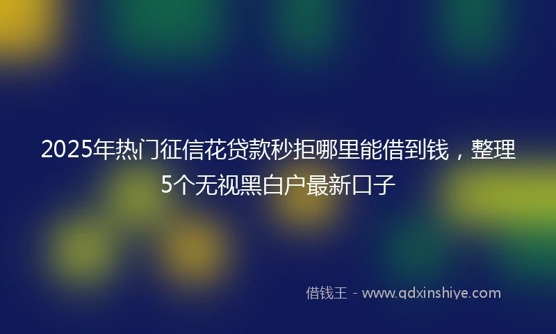 2025年热门征信花贷款秒拒哪里能借到钱，整理5个无视黑白户最新口子