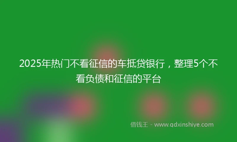 2025年热门不看征信的车抵贷银行，整理5个不看负债和征信的平台