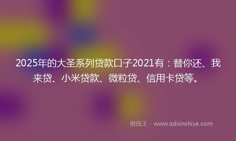 2025年的大圣系列贷款口子2021有：替你还、我来贷、小米贷款、微粒贷、信用卡贷等。