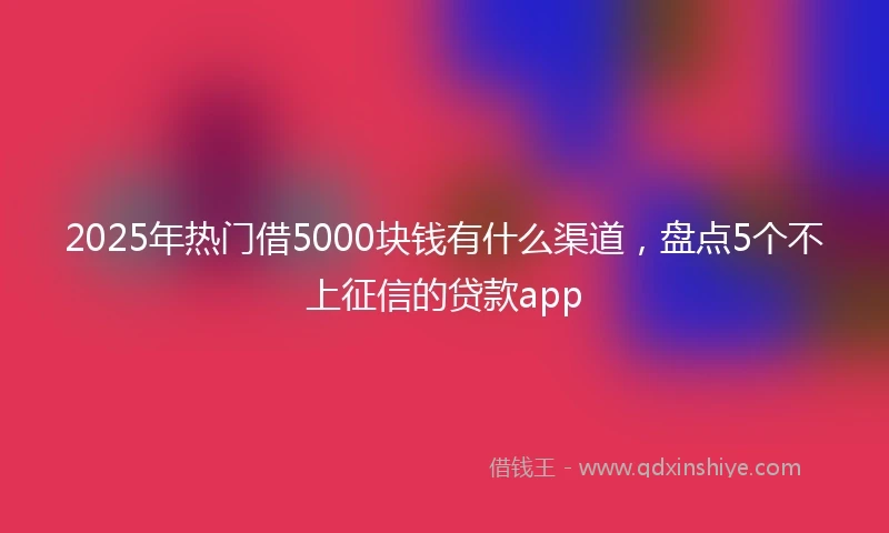 2025年热门借5000块钱有什么渠道，盘点5个不上征信的贷款app