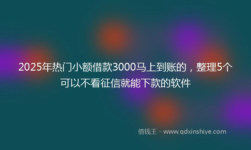 2025年热门小额借款3000马上到账的，整理5个可以不看征信就能下款的软件