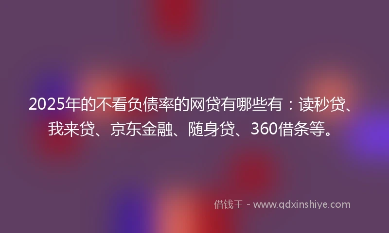 2025年的不看负债率的网贷有哪些有：读秒贷、我来贷、京东金融、随身贷、360借条等。